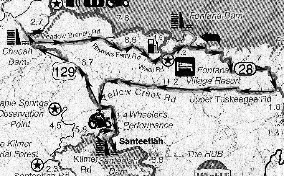 Appalachian Adventure Unguided Tour #5 (44 mi, approximately 1hr 27 min driving time) Our 3-Dam tour provides for a short, leisurely drive to the Fontana, Santeetlah and Cheoah Dams using some