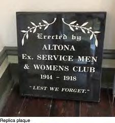 The society in turn donated the plaque to the Altona RSL where it now stands with pride of place in the collection of war memorials fronting the building in Sargood Street.