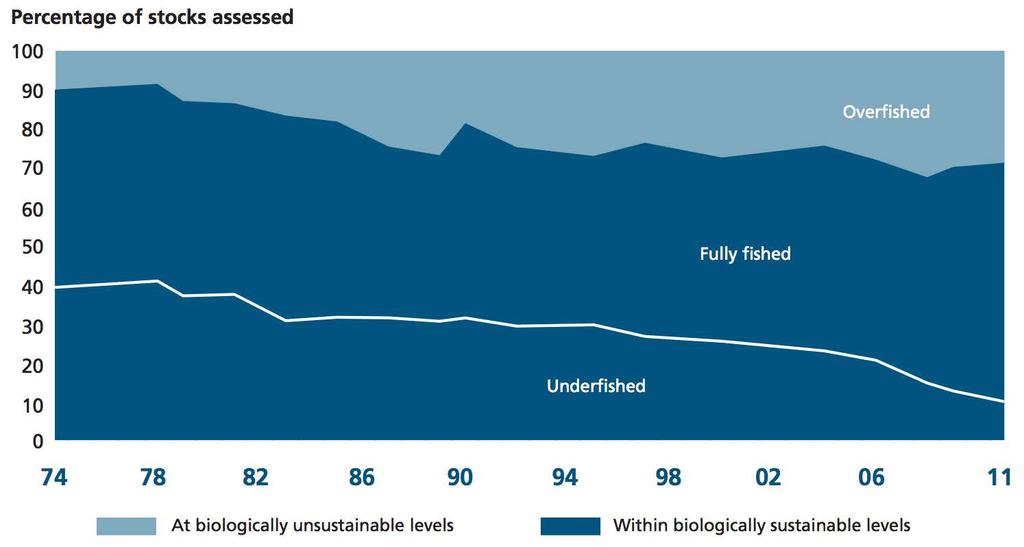 Current Assessments of Sustainability 30% Overfished 90% of fisheries at or