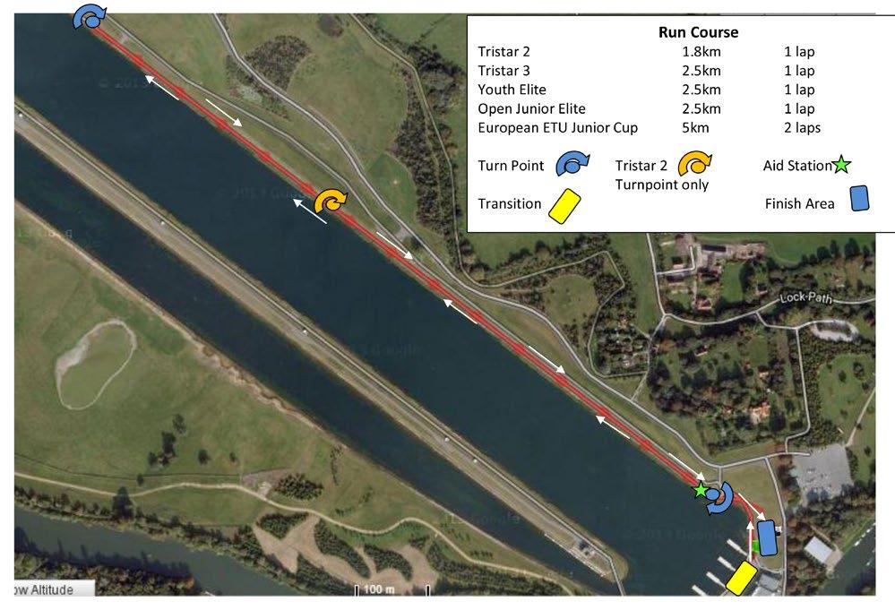 Run Course, Aid Station and Penalty Box Athletes will bear left out of transition and towards the edge of the rowing lake.
