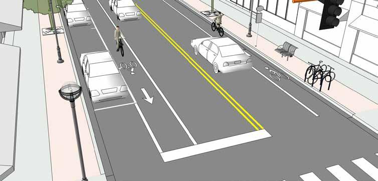 [Conventional bicycle lanes]] Related Design Elements Transit: Buses and bicycles may conflict at curbside bus stops. Sensitive design and/or location may reduce conflicts.