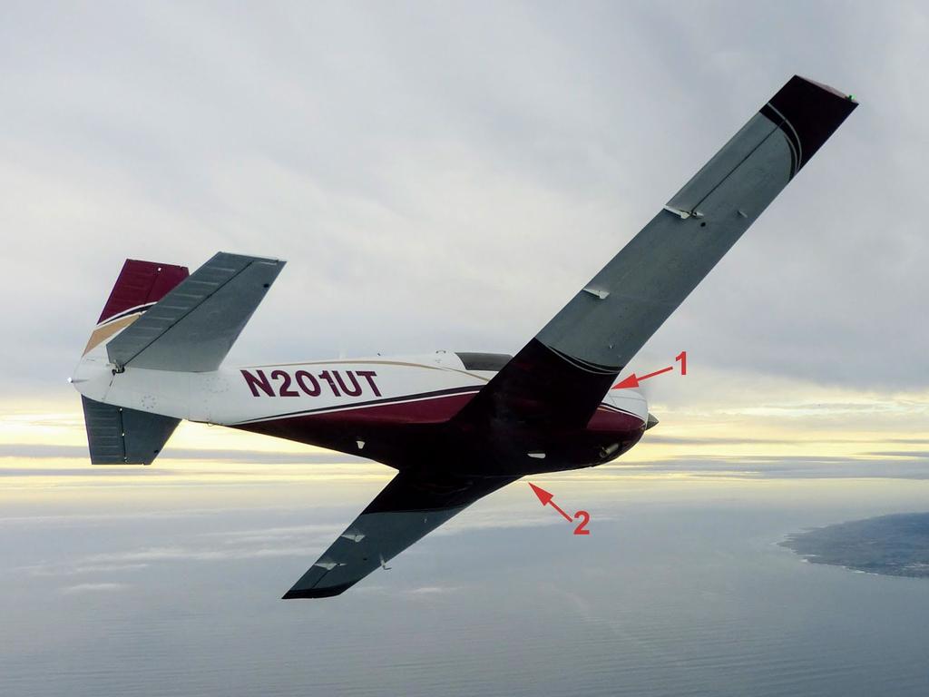 Mooney Echelon Turn References 1: Leading edge of wing on vertical cowl