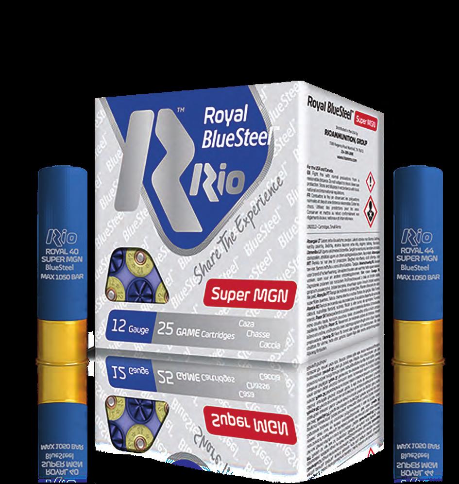 hunting needs. RIO, being a global leader in non-toxic shotgun loads, excels in performance with the BlueSteel line.