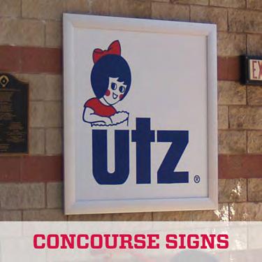 IN-STADIUM ADVERTISING CONCOURSE SIGNS Located near concession stands and restrooms, framed concourse signs offer plenty of space to deliver a detailed message in a high-traffic area.