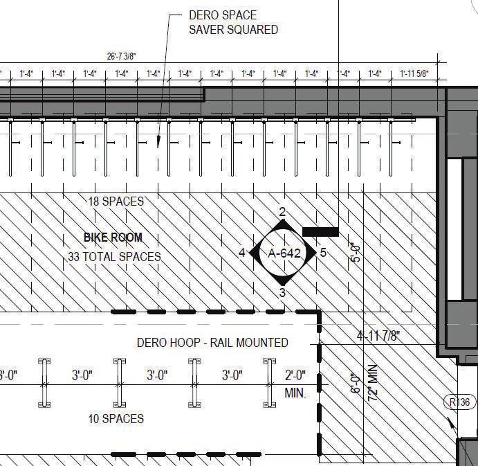 Enlarged architectural plans: interior bike rack details Show and label the following: Proposed room or cage walls Wall and door material Cage wall and/or door security plates (if applicable) Door