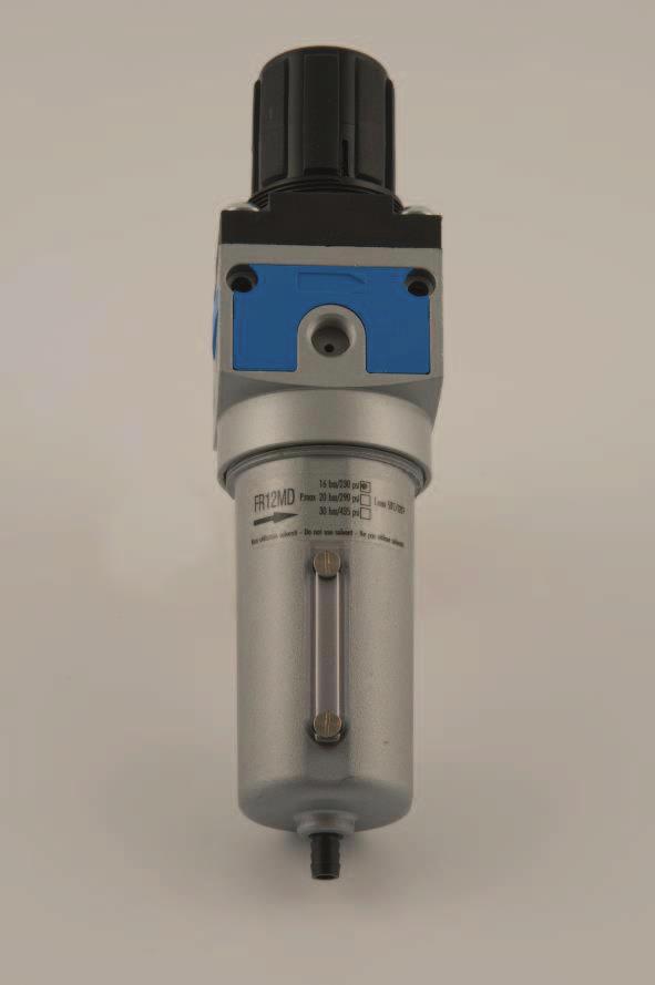 Pressure adjusting knob with lock system. Overpressure relieving function. Filtration rate: 5 or 50 μm. Available the ATEX version. Brand II2GDcIICX.