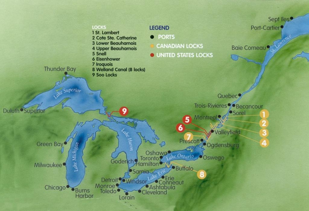 Great Lakes Shipping Map Draw a compass rose and label the cardinal and intermediate directions.