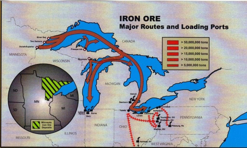 Great Lakes Navigation Activity Directions: Using the Great Lakes Shipping Map, the four route and loading ports product
