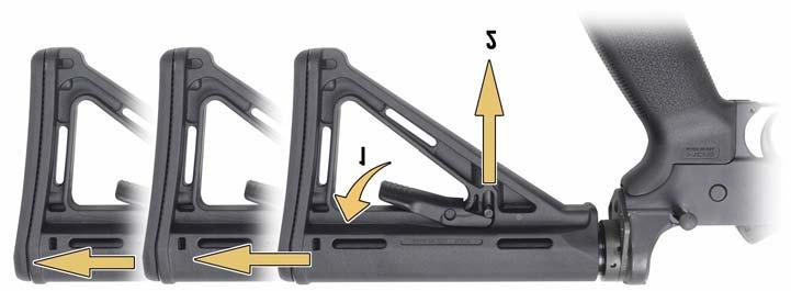 Sliding Buttstock [See Figure 10] ADJUSTMENT To collapse or extend the buttstock, depress the adjustment lever [1] and slide the stock forward or rearward.