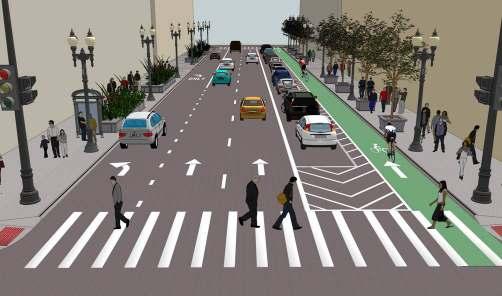 Boarding Platforms and public open space Protected bike lanes on Washington and Randolph NOTE:
