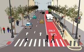 FTA-Funded Work Plan Bus Priority Lanes Tinted lanes on Madison, Washington, Canal,