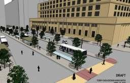 and signal timing Union Station Transit Center Sheltered boarding platforms for at