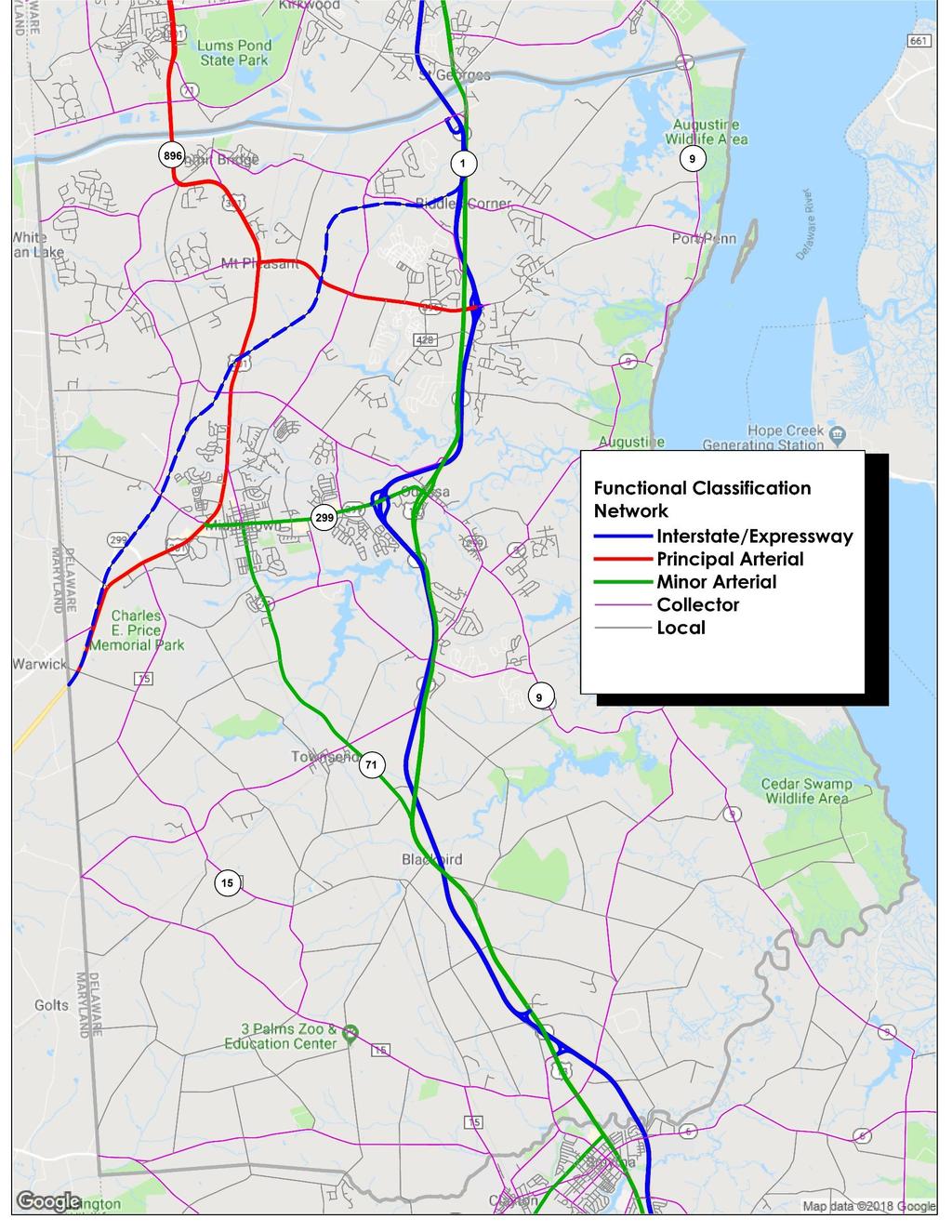 SNCC Existing Road Network Road Functional Classifications According to the FHWA, functional classification is the process by which roads and highways are grouped into classes, or systems, according