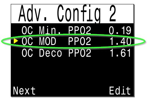 CHNGE (ll models): The PPO2 limit options have been changed for OC Tec mode.