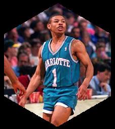Muggsy Bogues Guard for Washington Bullets (1987-88), Charlotte Hornets (1988-97), Golen State Warriors (1997-99) and Toronto