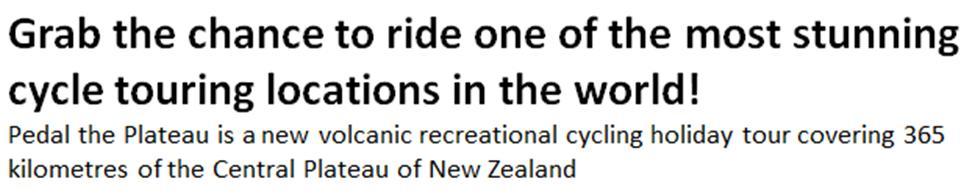 Circular email from pedaltheplateau in New Zealand Date: Fri, 21 Nov 2014 10:34:58 +1300 From: admin@pedaltheplateau.com To: Subject: Pedal the Plateau - Important Premier Ride Information!