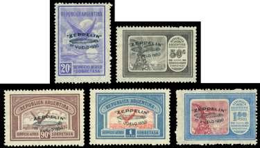 LATIN AMERICA 488 Argentina, Air mail, 1928, First Is sue com plete (C1-C19), o.g., never hinged, F.-V.F. Scott $195 as hinged.