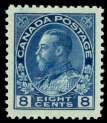 George V Ad mi ral, 1 yel low, die I, wet print ing (105), top plate block of 8, o.g., never hinged, math e mat i cally cen tered with ab so lutely bril liant color, post of fice fresh, each stamp a gem, Su perb.