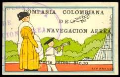 LATIN AMERICA COLOMBIA 507 Colombia, Air mail, 1919, 2c Barranquilla-Puerto flight (C1), can celed vi o let tar get and par tial