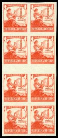 LATIN AMERICA 534 535 534 Pa Cuba, 1939, 1c Ciboney In dian & Ci gar, im per fo rate trial color plate proof (356 var.