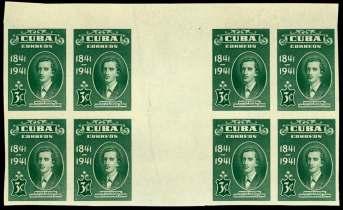 Estimate $200-300 535 ( )a Cuba, 1942, 3c Ignacio Agramonte, im per fo rate trial color plate proof (373 var.