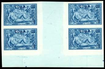 Estimate $300-400 536 Pa Cuba, 1944, 10c Dis cov ery of To bacco, im per fo rate trial color plate proof (390 var.