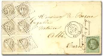 138 139 138 France, 1868, Na po leon III Lau re ate, 40c or ange on yel low ish (35a), tied by ASNA can cel on cover to Paris post marked Ver sailles ASSEMBLEE NAT LE cds, 23 Jun 1872, backstamped