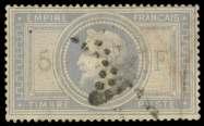 Estimate $200-300 177 a France, 1868, Na po leon III Lau re ate, 40c pale or ange on yel low ish (35), right sheet mar gin block