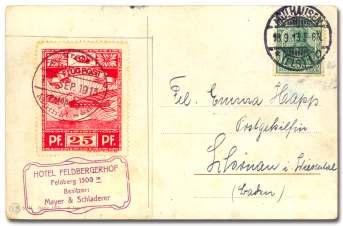stamp, Very Fine. Michel 900 ($1,170). Estimate $250-350 245 Ger many, Air mail Semi-Of fi cial, 1924, Junkers Avi a tion Fligh