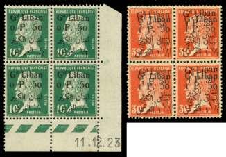 ASIA, MIDDLE EAST AND AFRICA LEBANON 403 a Lebanon: French Mandate, 1924, 10 & 30c Pas teur, sur charge va ri et ies (15-16 vars.