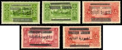 ASIA, MIDDLE EAST AND AFRICA 410 Lebanon: French Mandate, 1927, sur charge & over print va ri et ies (81-82 vars.