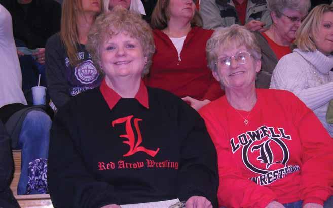 Sisters log mat time from Lowell bleachers Sisters Betty Morlock and Darlene Schutt travel much of the state and even out of state following their beloved Red Arrow wrestlers.