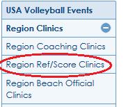 b) Then under USA Volleyball Events select Register to the right of the CH19_201 CHRVA Junior Referee