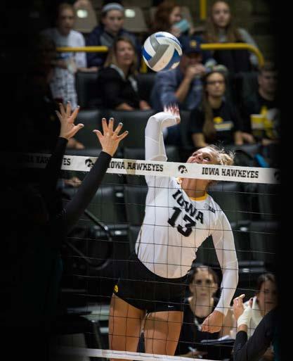.. led the Hawkeyes in total blocks (103) and blocks per set (0.98) with eight solo stuffs and 95 block assists in 2014... one of three to start every match (31) of the 2014 season. 2014 as a Junior.