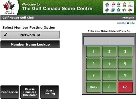 HOW TO POST A SCORE AT THE KIOSK The golfer can enter their Network ID