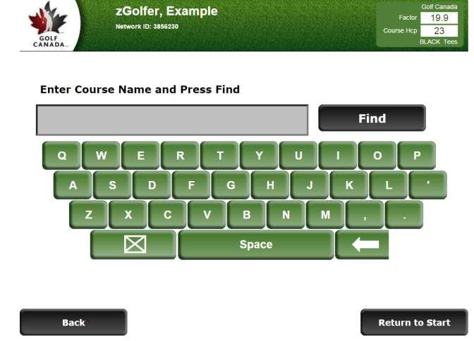 HOW TO POST A SCORE AT THE KIOSK If it is an Away Score, find the appropriate course by clicking on the Course Directory button and