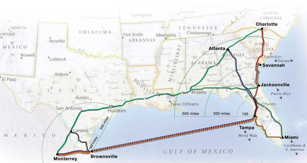 Alternatives beyond rail and truck $100+ billion MX--US Southeast market struggling with a critical and worsening truck capacity shortage and no rail capacity.
