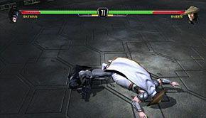 The LEG TAKEDOWN ( B) is the funniest of Batman's moves, and should be reserved for making your opponent look like