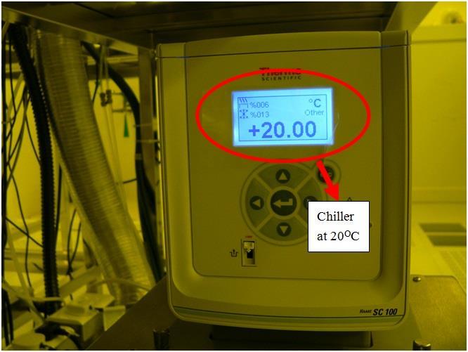 5. The temperature of chiller is about 20 o C (Fig. 5). Fig.5 Chiller underneath AW610 6. The chamber door can be pulled or pushed smoothly (Fig.6). 7.
