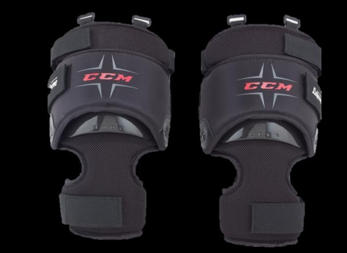 KNEE PROTECTION IIHF Rule 191 All knee protection must be strapped and fit under the thigh pad of the pant leg and not exceed a contoured 23 cm (9 ), with no flat surfaces and must not be permanently