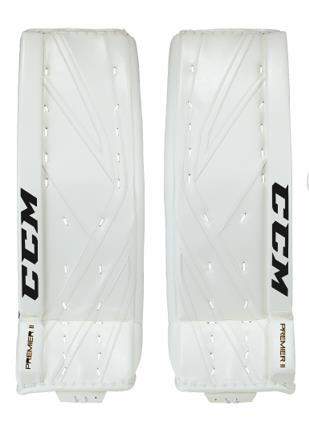 PADS/ LEG GUARDS IIHF Rule 193 The leg guards worn by goaltenders shall not exceed 28 cm (11'') in extreme width when on the leg of the player.