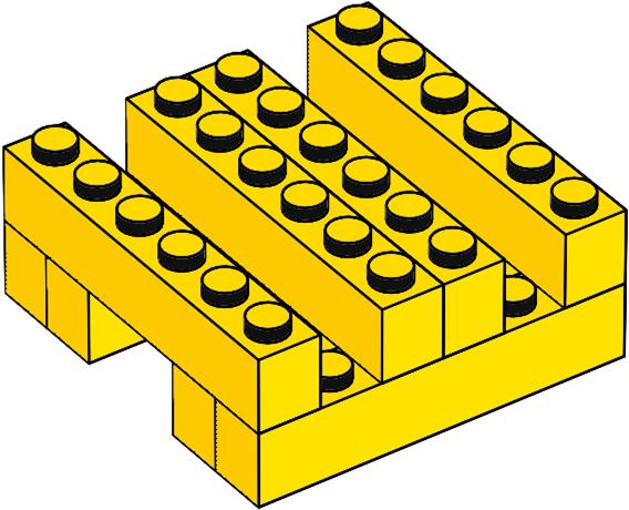 red 1x6 LEGO bricks: Step 1