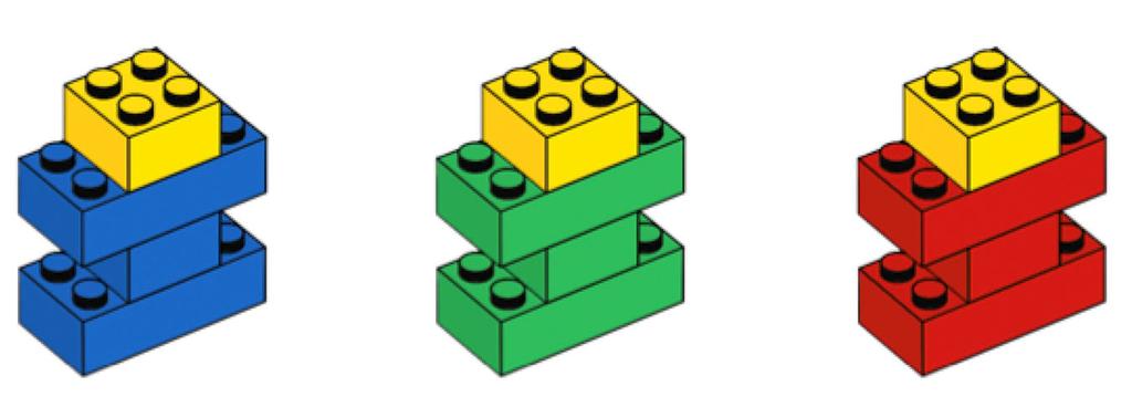 Game Objects: On the game field, there are three children represented by three different colored LEGO figures: The three children are