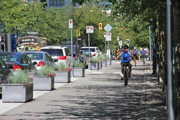 A two-way separated bike lane on Hornby Street, Vancouver, British Columbia Montgomery County residents and employees are more likely to bicycle in low-stress environments, so improving bicycling