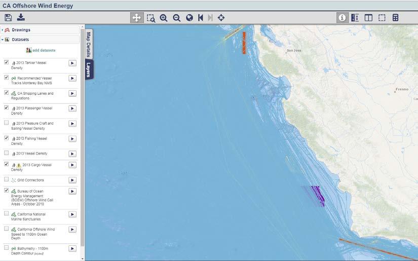 The next screen shot shows the same geographic area, but with AIS track lines for cargo vessels, tankers, passenger vessels, and fishing vessels displayed.