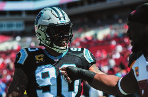 PANTHERS CAREER LEADERS, FORCED FUMBLES Player FF Seasons Julius Peppers 31 2002-09; 2017-pres. Charles Johnson 20 2007-17 Thomas Davis 16 2005-pres.