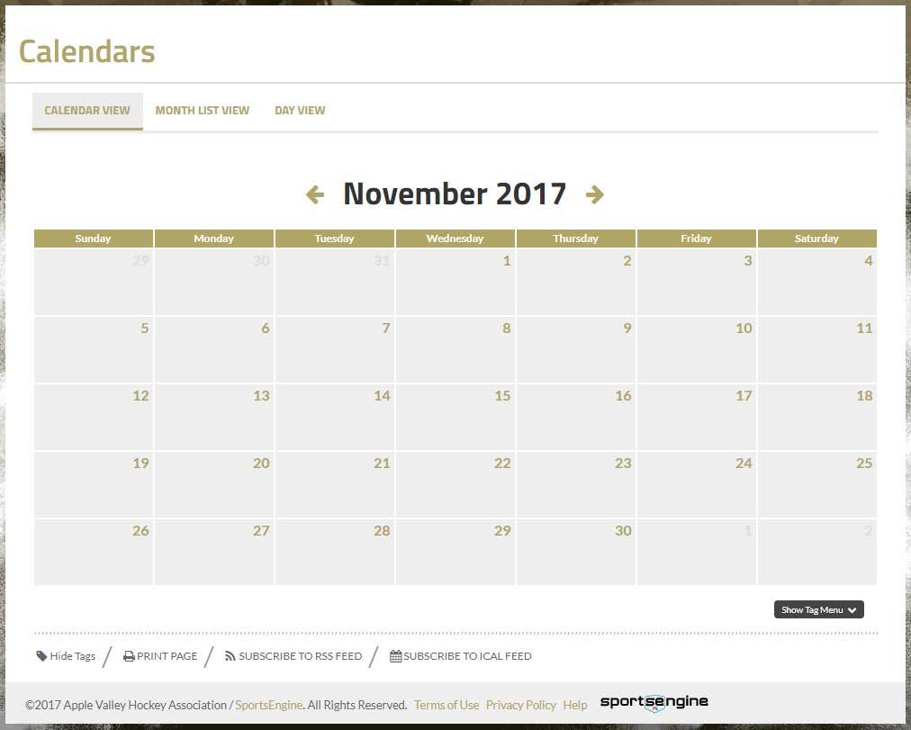 AVHA Website Calendar Published by mid-october-ish The