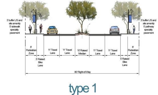 Page 6 Limit the number of crosswalks to keep conflicts between pedestrian, cyclists, and motor vehicles to a minimum. Develop a 5 ft wide concrete bike lane at the same grade as the roadway.