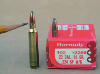 Bullets should be crimped in place to prevent their movement during the AR-15 feeding and cycling process. The Hornady SP bullet is available with a cannelure for proper crimp placement.