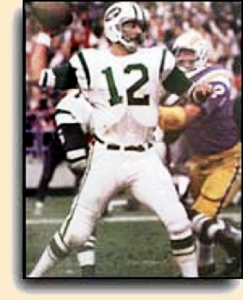 Signed to the AFL's New York Jets team by Hall of Fame owner Sonny Werblin, Namath was the first pro quarterback to pass for 4,000 yards in a season (1967).